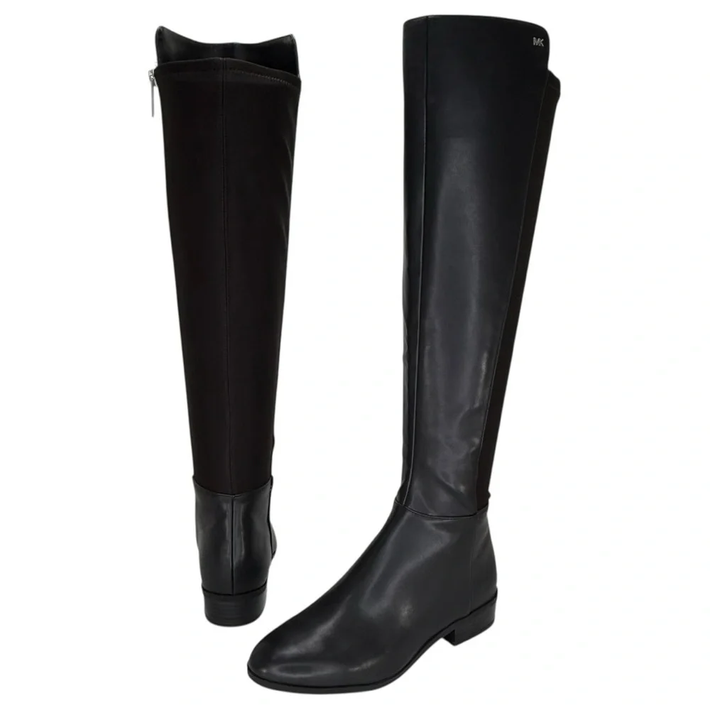 Michael Kors Bromley Black Faux Leather OTK Womens Boots Size 7M